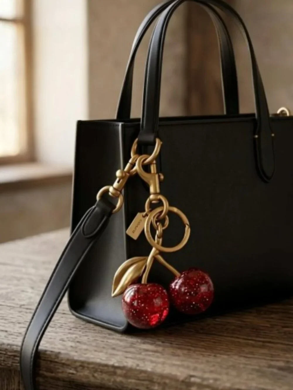New Coach Signature Cherry Bag Charm – Luxury Keychain & Purse Accessory - Picture 2 of 4